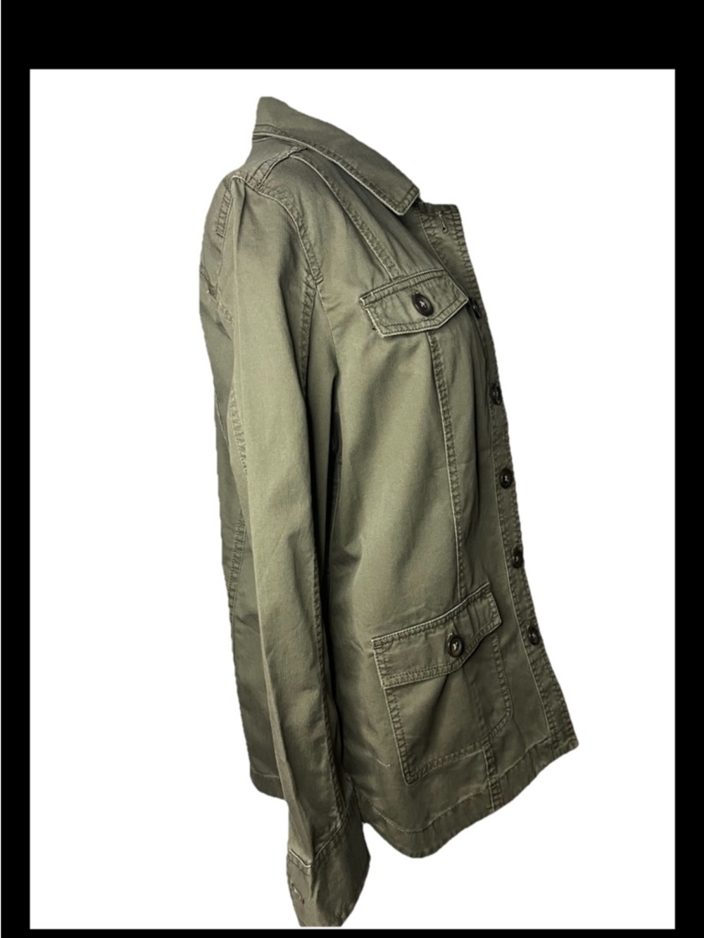 Lord & Taylor Green  100% Cotton  Cargo Jacket Women’s Large - Picture 3 of 7